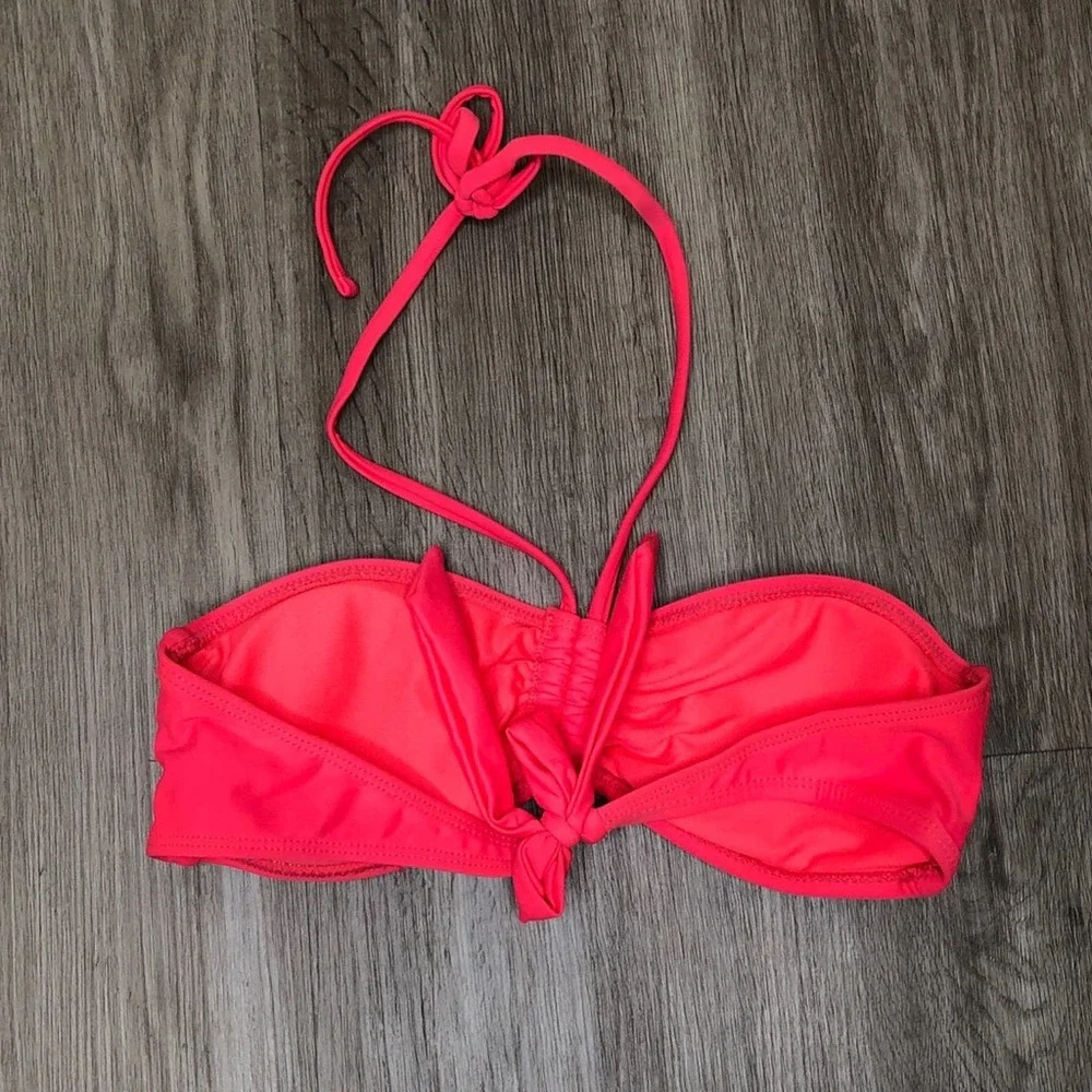 OCEAN PACIFIC Women's Pink/Black Sequin Trim Halter Bikini Swim Top sz Jr's S - Picture 2 of 2